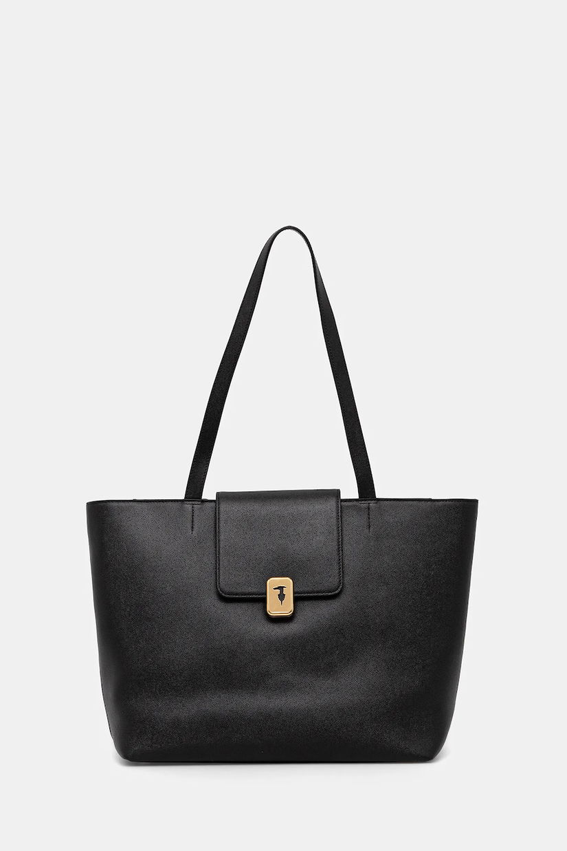 Trussardi geantă de piele culoarea negru, Z605E106078N