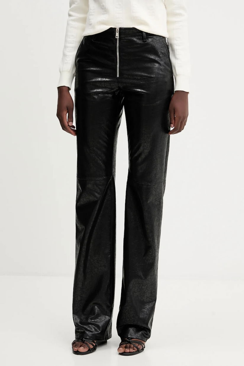 MSGM pantaloni culoarea negru, drept, high waist, 3941MDP11.257616