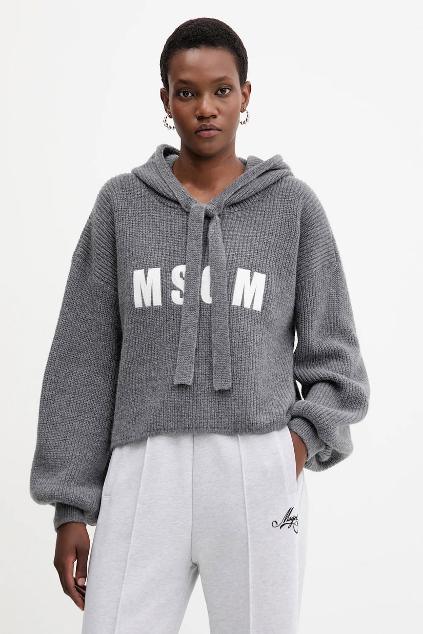MSGM pulover de lână culoarea gri, călduros, 3941MDM219.257785