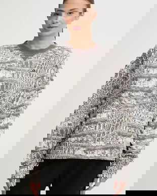 adidas by Stella McCartney hanorac de bumbac culoarea bej, cu imprimeu, JW4648