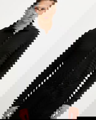 Paul&Shark cămașă din bumbac culoarea negru, cu guler clasic, relaxed, 15313315CF