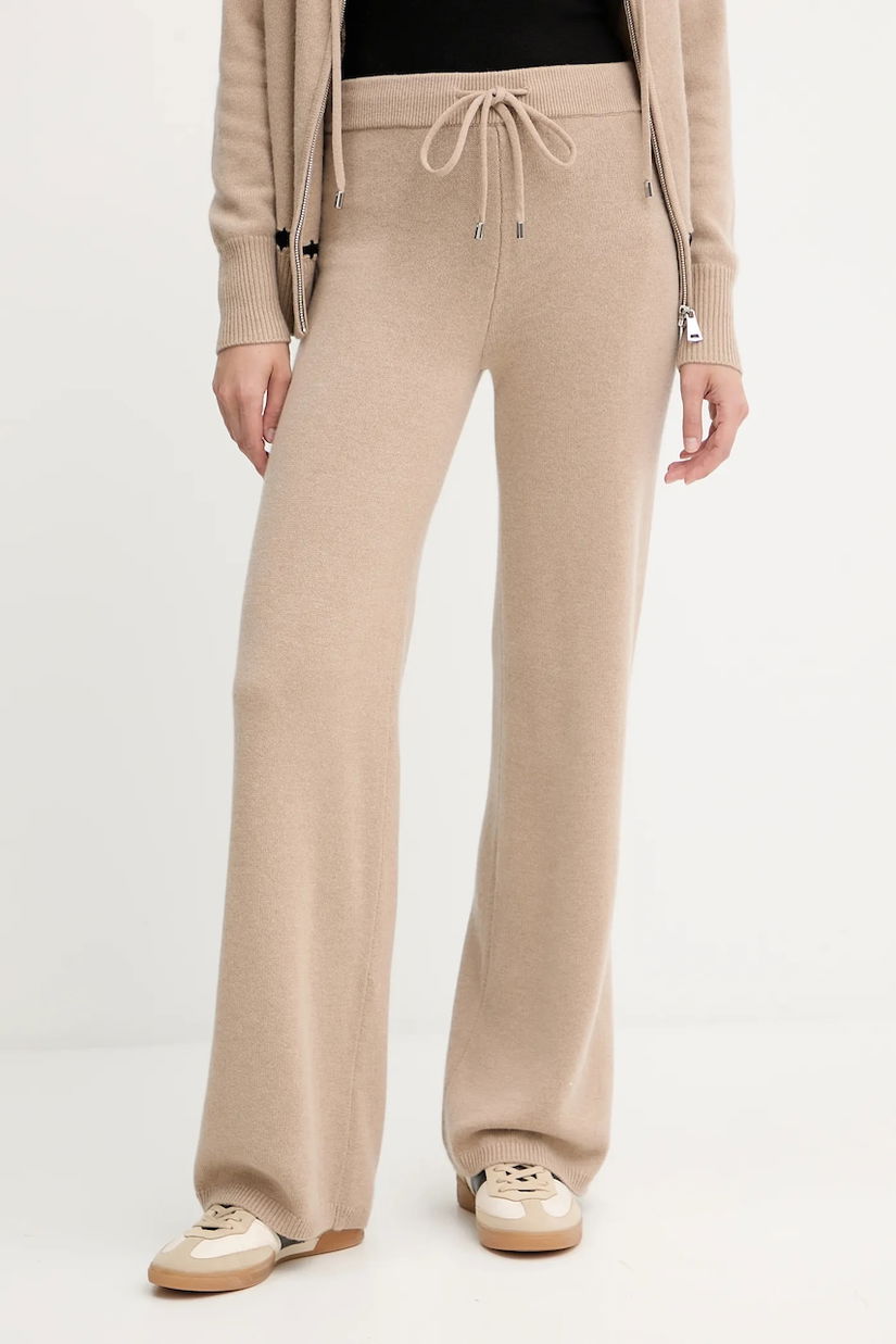 Ermanno Scervino pantaloni de lână culoarea bej, lat, high waist, 57TP033E52