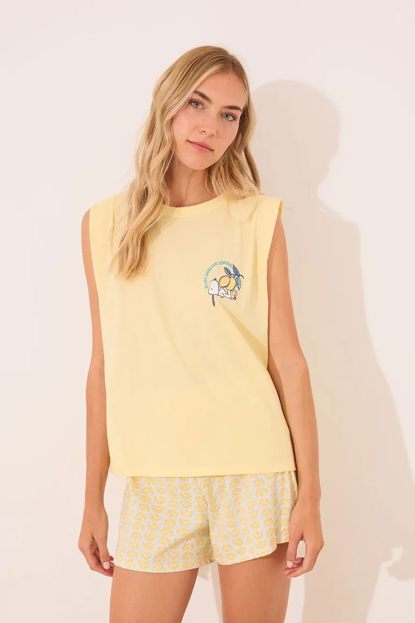 women'secret pijamale de bumbac culoarea galben, bumbac, 3132120
