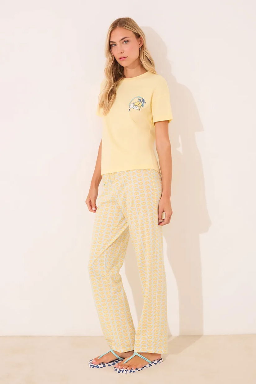 women'secret pijama culoarea galben, bumbac, 3132106