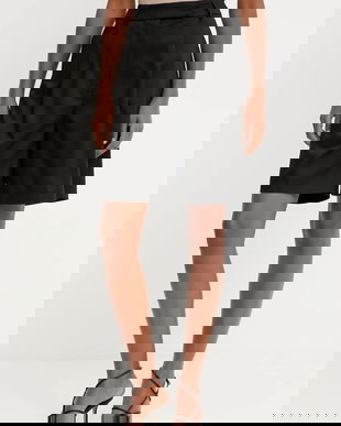 Answear.LAB pantaloni scurti culoarea negru, neted, high waist