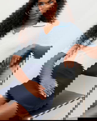 Answear.LAB fusta culoarea albastru marin, mini, drept