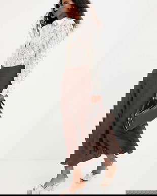 Answear.LAB fusta de in culoarea maro, midi, evazati