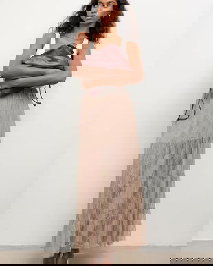 Answear.LAB fusta culoarea maro, maxi, evazati