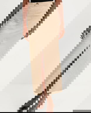 Answear.LAB fusta culoarea bej, maxi, drept