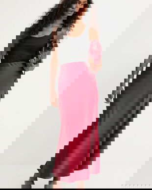 Answear.LAB fusta culoarea rosu, maxi, drept