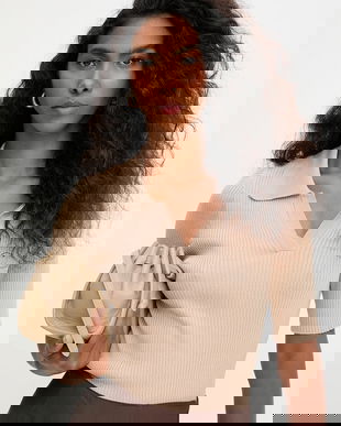 Answear.LAB bluza culoarea bej, neted