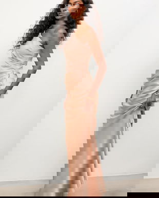 Answear.LAB rochie culoarea bej, maxi, drept