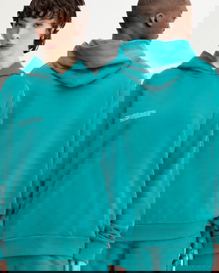 Pangaia hanorac de bumbac culoarea maro, cu glugă, cu imprimeu