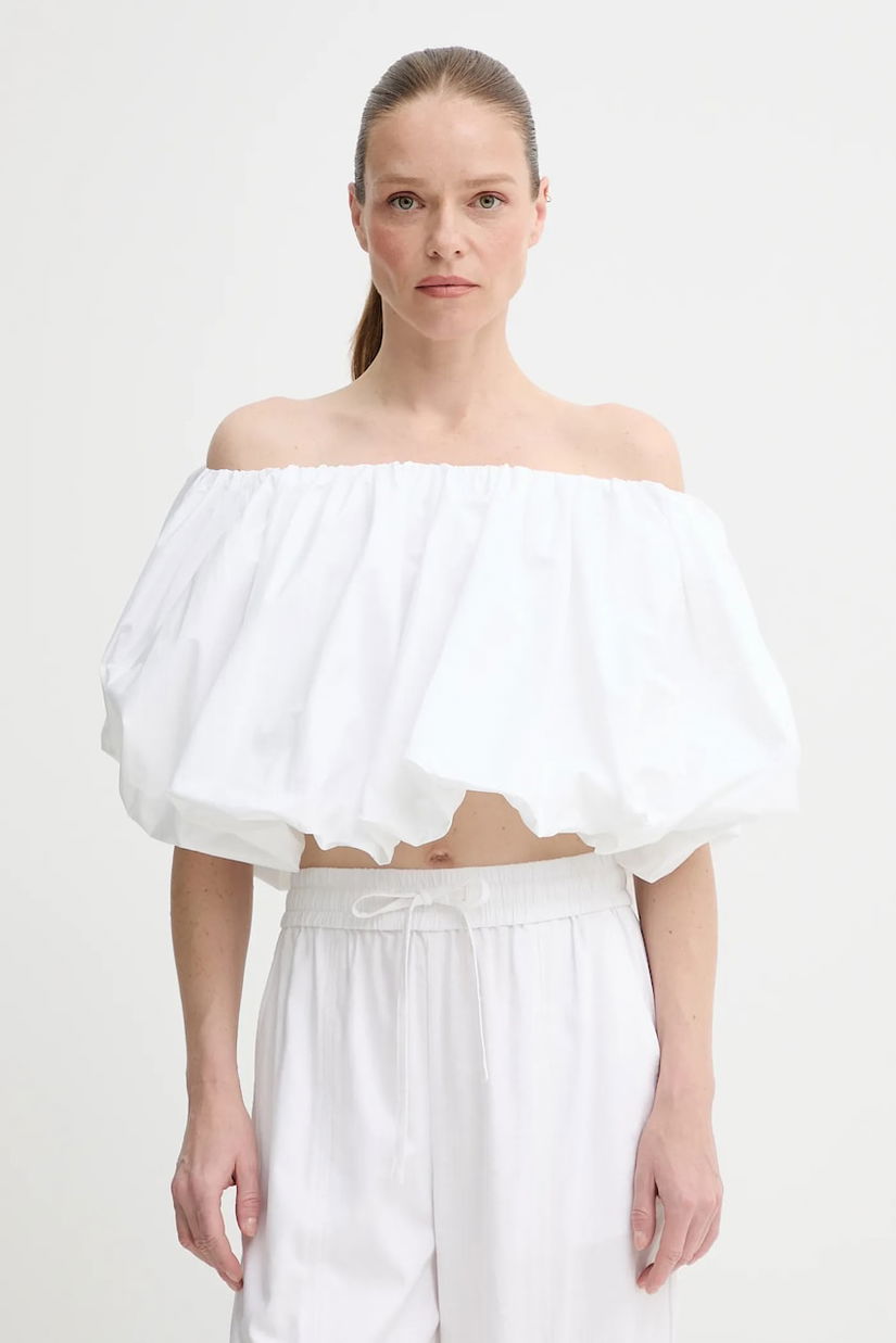 Herskind bluza din bumbac Hamilton femei, culoarea alb, neted, 5560202