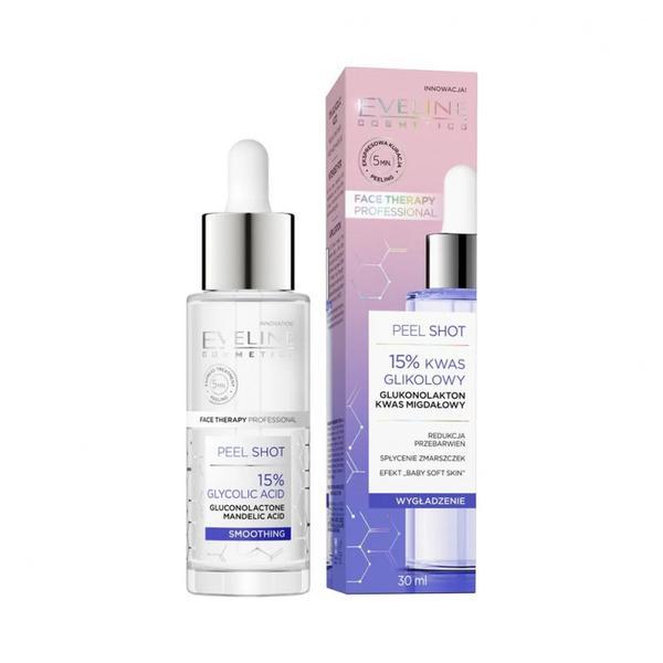 Ser pentru fata, Eveline Cosmetics, Serum Shot, 15 % Glycolic acid, Smoothing, 30 ml