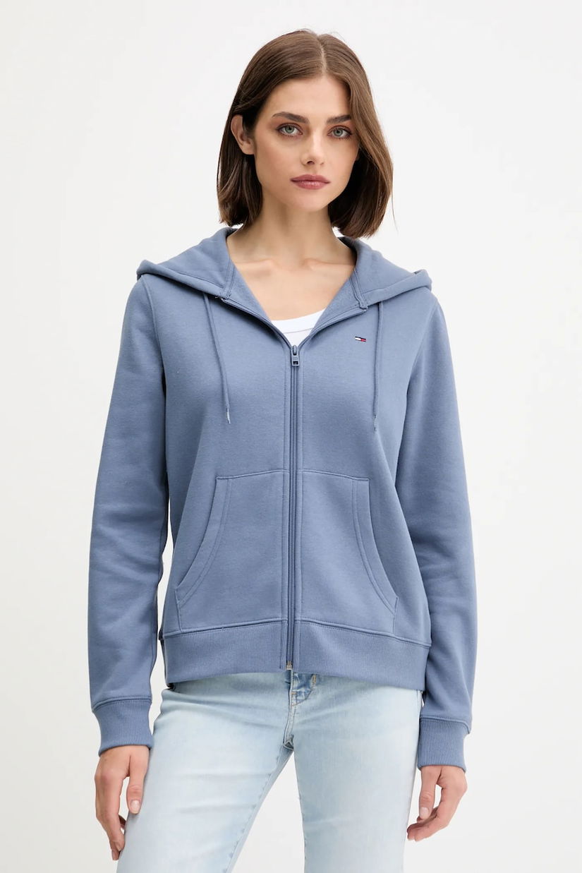 Tommy Jeans bluză culoarea negru, cu glugă, neted, DW0DW19729
