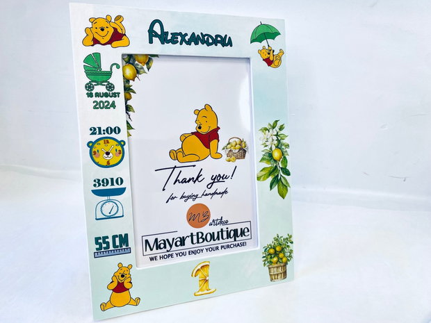 Set aniversar personalizat 1 anisor - Winnie the Pooh and lemons - Tavita mot si accesorii
