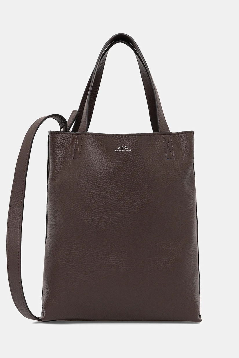 A.P.C. poșetă de piele cabas maiko small culoarea maro, PXCBC.M61667