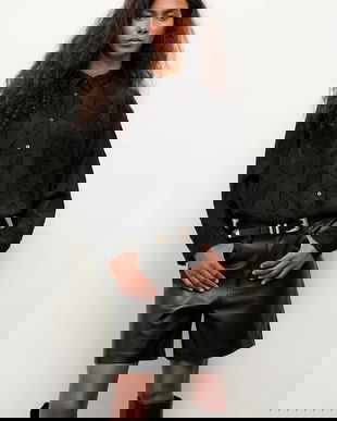 Answear.LAB camasa culoarea negru, cu guler clasic, relaxed