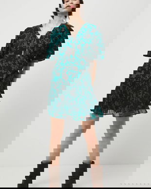 Medicine bluză culoarea verde, cu imprimeu