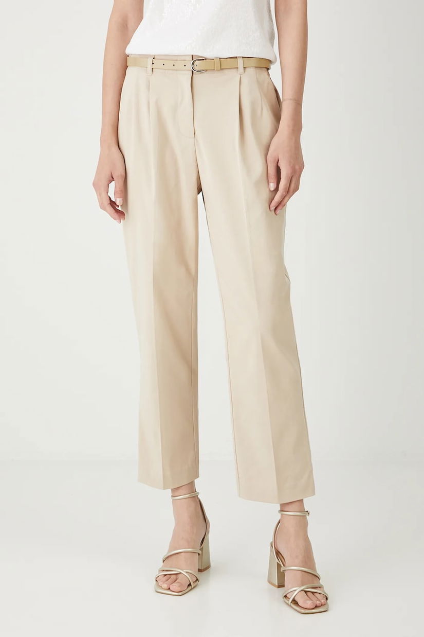 Medicine pantaloni culoarea bej, fason chinos, medium waist