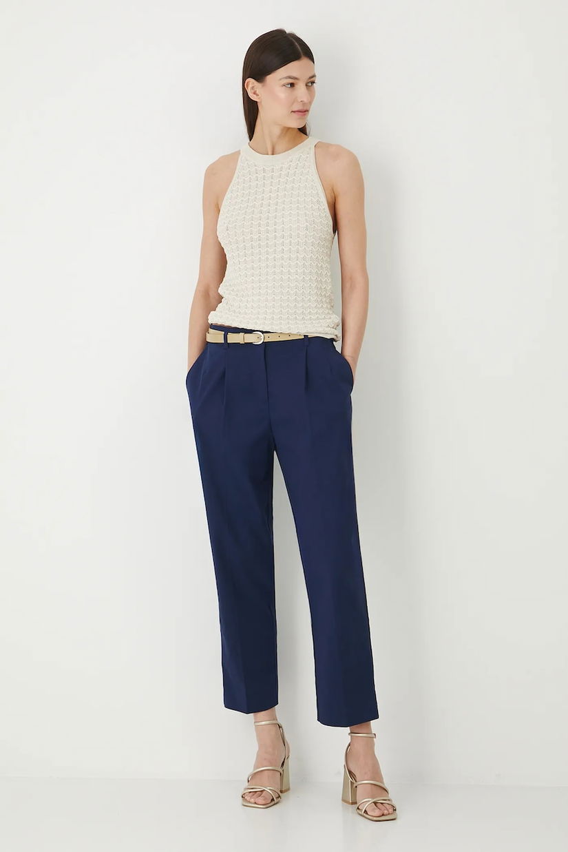 Medicine pantaloni culoarea bleumarin, fason chinos, medium waist
