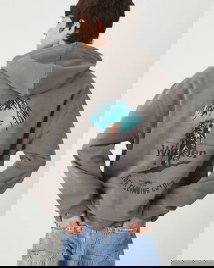 Medicine hanorac de bumbac culoarea maro, cu glugă, cu imprimeu