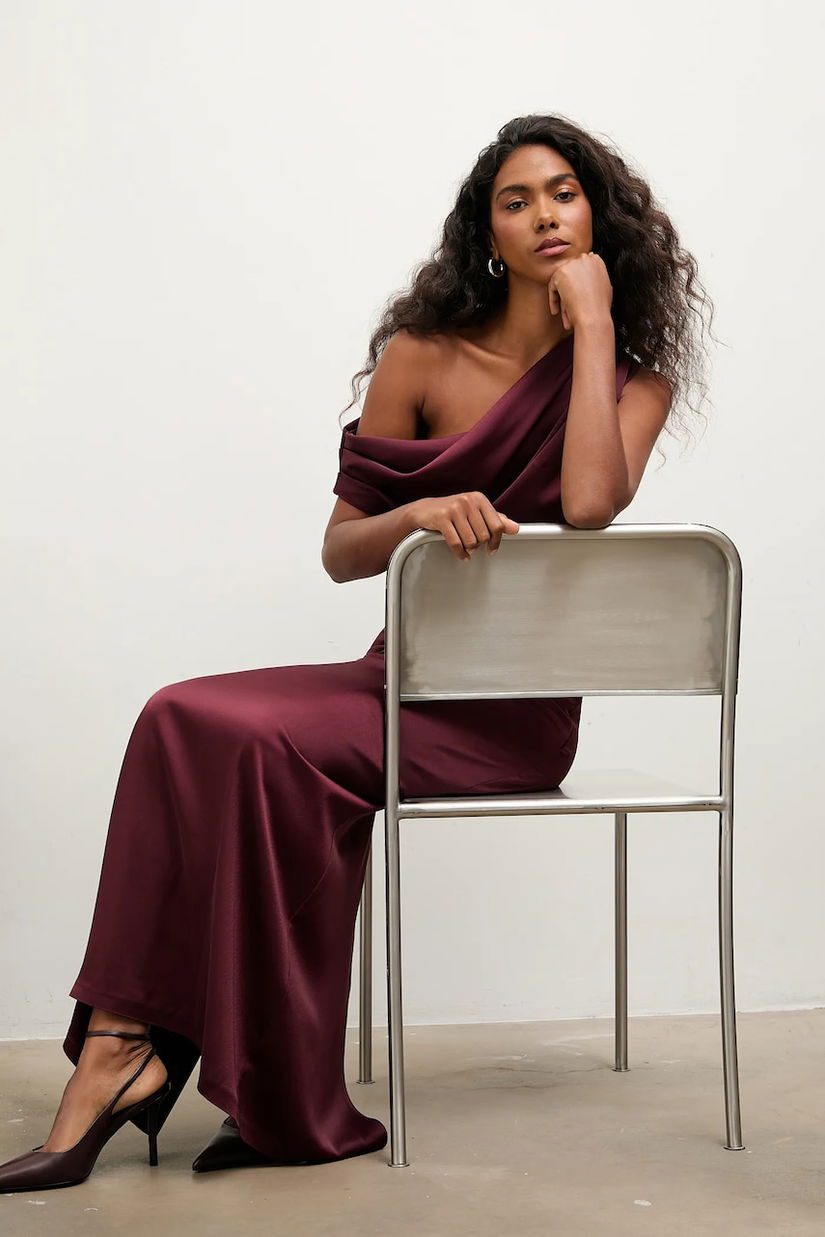 Answear.LAB rochie culoarea bordo, maxi, evazati