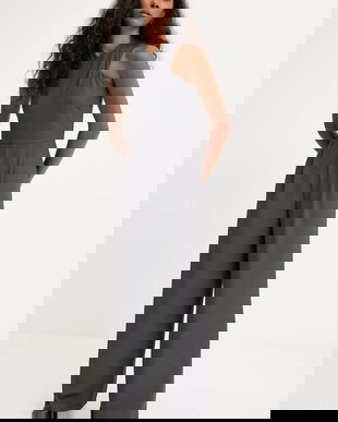 Answear.LAB salopeta culoarea gri, cu decolteu in v