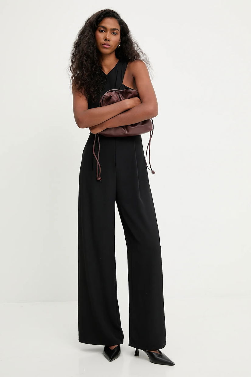 Answear.LAB salopeta culoarea negru, cu decolteu in v