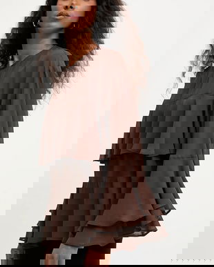 Answear.LAB bluza culoarea maro, neted