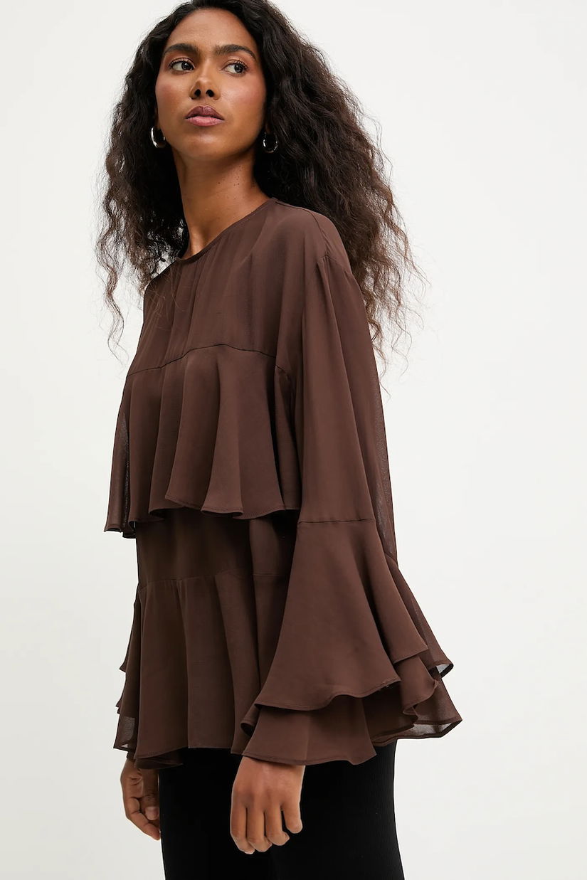 Answear.LAB bluza culoarea maro, neted