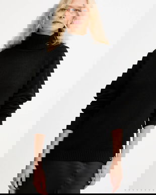 Silvian Heach pulover din amestec de lână DIOUF culoarea negru, light, cu guler, GPA25232LU