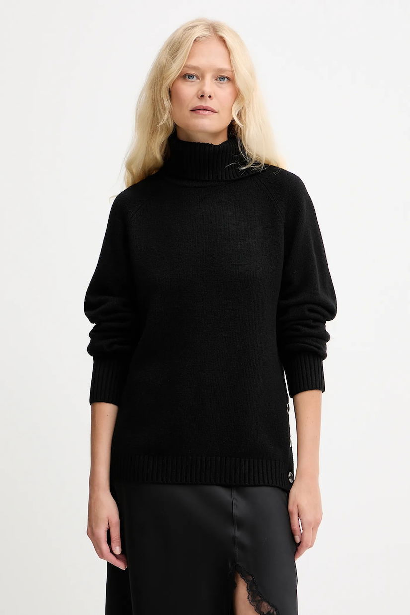 Silvian Heach pulover din amestec de lână DIOUF culoarea negru, light, cu guler, GPA25232LU