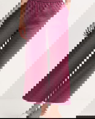 United Colors of Benetton pantaloni din in culoarea violet, drept, high waist, 4AGHDF09G