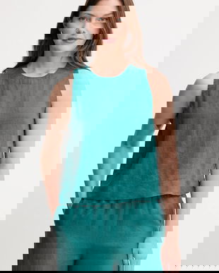 United Colors of Benetton bluză din in culoarea verde, uni, 5BMLDQ0BU