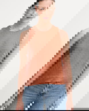 United Colors of Benetton bluză din in culoarea maro, uni, 5BMLDQ0BU