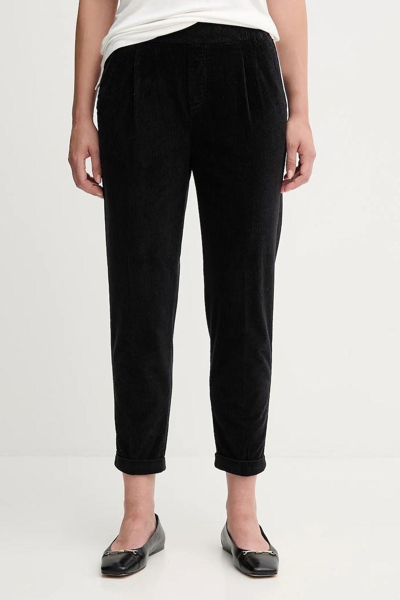 United Colors of Benetton pantaloni de catifea cord culoarea negru, drept, high waist, 4HA2556K4