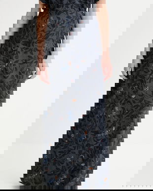 MUNTHE fustă BARDOT culoarea bleumarin, maxi, drept, 253120125320