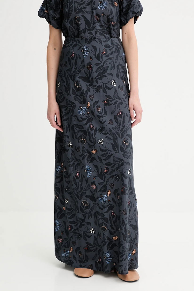 MUNTHE fustă BARDOT culoarea bleumarin, maxi, drept, 253120125320