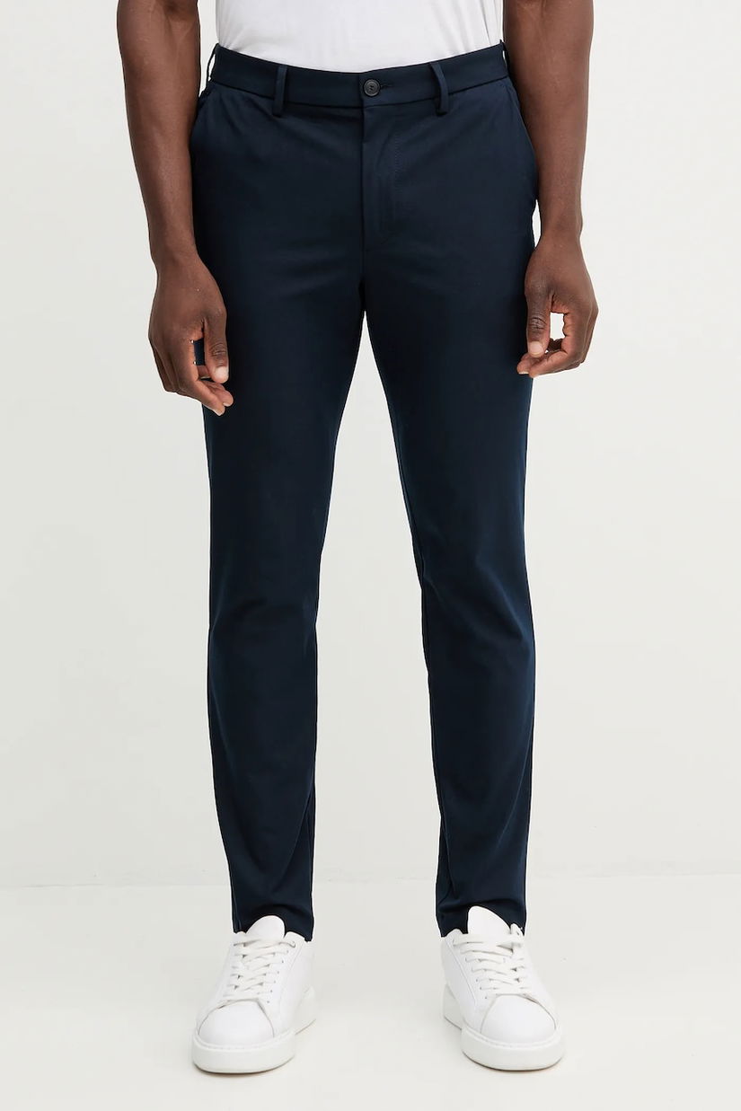 BOSS pantaloni culoarea bleumarin, cu fason chinos, 50543945