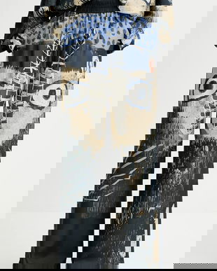 MUNTHE pantaloni de mătase ARUM culoarea bleumarin, drept, high waist, 253140025318