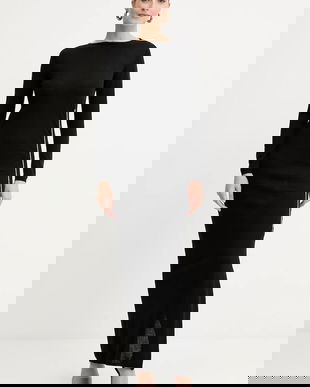 Liviana Conti rochie din lână culoarea negru, maxi, mulata, F5WA21