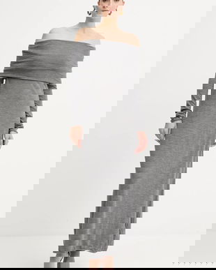 Liviana Conti rochie din lână culoarea gri, maxi, drept, F5WA47