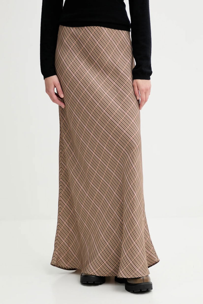 MUNTHE fustă BARDOT culoarea maro, maxi, evazați, 253120525330