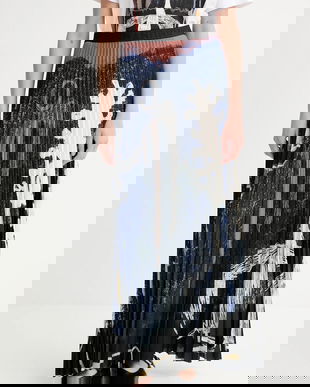 MUNTHE fustă TAULLA culoarea bleumarin, maxi, evazați, 253121125323