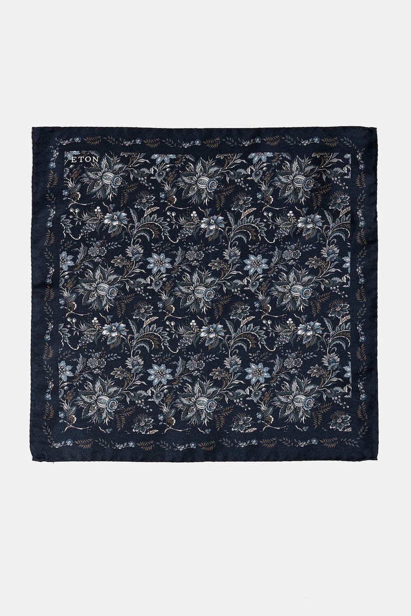 Eton batistă de buzunar de mătase culoarea bleumarin, 100013715