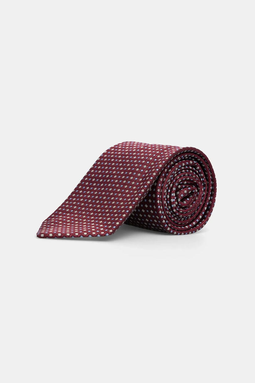 Eton cravată de mătase culoarea bordo, 100013831