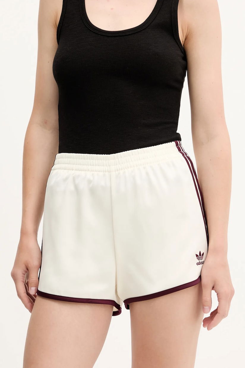 adidas Originals pantaloni scurți 3-Stripes culoarea bej, cu imprimeu, high waist, KA7739