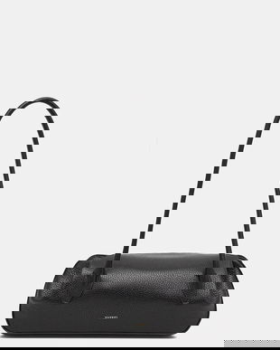 Yuzefi poșetă de piele OYSTER culoarea negru, YUZCO-HB-OYSB-L034